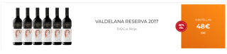 Pack 6 Botellas de Valdelana Reserva 2017 por 38€