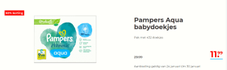Pampers Billendoekjes Aqua Harmonie 9x48 = 432 doekjes voor €11,99 bij Hoogvliet