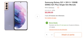 Samsung Galaxy S21 Plus 128GB a $8,099 en Linio