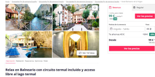 Hotel Balneario con desayuno + circuito termal y acceso libre al lago termal 99€ para 2 personas