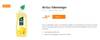 ECO toiletreiniger 750 ml voor €0,99 bij de AH