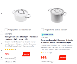 Tot 43% korting op Demeyere pannen bij Bol