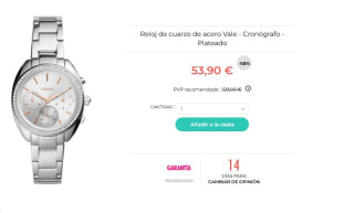 Reloj de cuarzo de acero Vale - Cronógrafo - Plateado por 53,90€