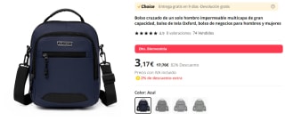 Oxford Bandolera impermeable gran capacidad por 3,17€ cuenta nueva y existente por 8,19€