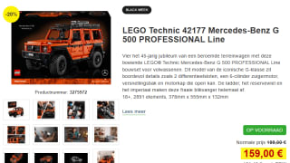 LEGO Technic 42177 Mercedes-Benz G 500 voor €159 bij Proshop
