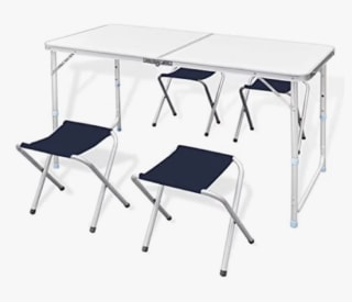 GREATOOL Mesa Acampada 120x60x70cm Incl 4 Taburetes Plegable por 26,445€