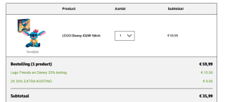 LEGO Disney Stitch voor €35,99 bij Kruidvat