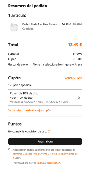 Redmi Buds 4 Active por solo 13,49€