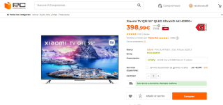 Tv marca Xiaomi Q1E 55" QLED UltraHD 4K HDR10+ por 398,99€