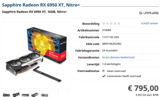 Sapphire Nitro+ Radeon RX 6950 XT voor €795 bij Informatique