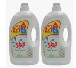Pack de 2x 90 lavados Detergente Líquido para Lavadora Aloe Vera marca Skip 90 lavados por 16,49€