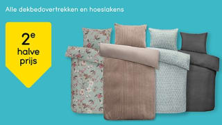 2e halve prijs op bijna alle dekbedovertrekken en hoeslakens bij Leen Bakker