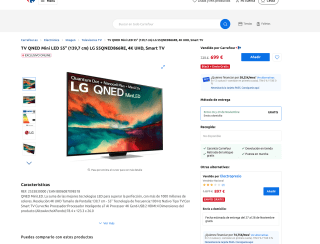 TV QNED Mini LED 55" 139,7 cm LG 55QNED866RE 4K UHD Smart TV por solo 699€