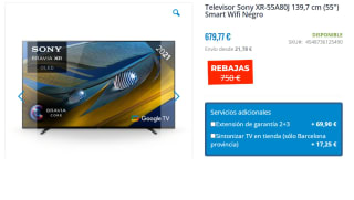 Television Sony XR-55A80J 139,7 cm (55") Smart Wifi por 679€