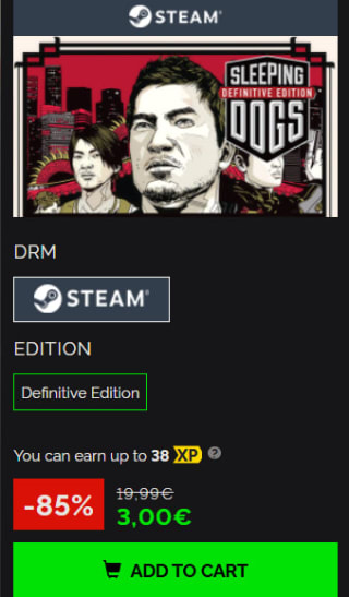 Sleeping Dogs: Definitive Edition €3 bij Green Man Gaming