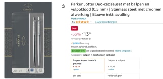 Parker Jotter duo cadeauset voor €13,29 bij Amazon.nl