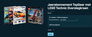 Jaarabonnement TopGear met LEGO Technic Overslagkraan voor €99 bij Topgear