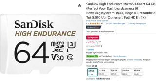 SanDisk 64GB MicroSDXC High Endurance R100/W40 voor €7,99 bij Amazon