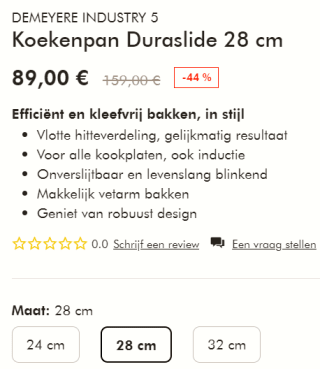 Demeyere Industry koekenpan 24 cm voor €79 bij Zwilling