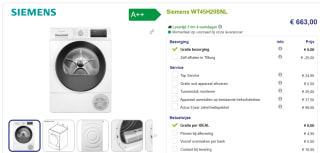 Siemens WT45H20SNL warmtepompdroger voor €663 bij Beterwitgoed