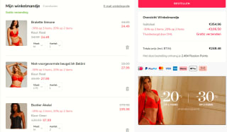 20% korting op 2 items of 30% korting op 3 items bij Hunkemöller