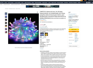 Cadena de luces 5m 50 led batería exterior con temporizador 6 horas CNMTCCO Multicolor por solo 2,99€