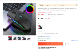 Raton gaming por solo 1,79 82% de descuento