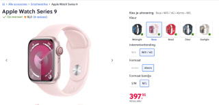 Apple Watch Series 9 - 45mm - Pink Aluminium Case with Light Pink Sport Band - M/L voor €389,95 bij Mobiel