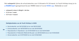 Jongeren reizen onbeperkt tijdens de schoolvakanties door België vanaf €19