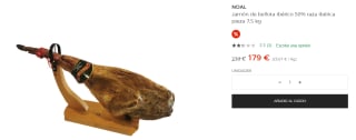 Jamon iberico de bellota a 179€ en ECI
