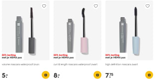 50% korting op alle mascara's bij de Hema