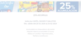 Acumula el 25% en todos los cafés, cacaos y galletas en Carrefour
