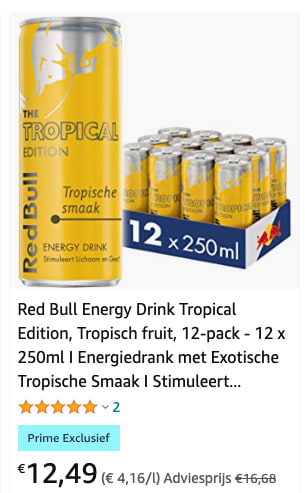 12 blikjes Red Bull energydrink voor 12,49 euro