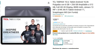 Tablet TCL TABMAX 10.4 con 6 GB + 256 GB, Full HD 2K Display, 8000 mAh por 69,99€
