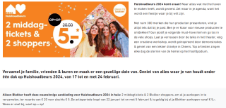 2 middagtickets Huishoudbeurs & 2 shoppers voor €5 bij aankoop vanaf €5 bij Blokker