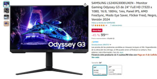 Monitor Gaming Samsung LS24DG300EUXEN Odyssey G3 24" Full HD 180Hz, 1ms por 99€