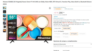 Televisión 55 pulgadas Hisense 55A6BG por 286,18€