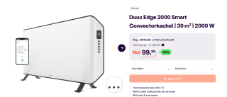 Duux Edge 2000W Smart Convectorkachel voor €79,95 bij Ibood