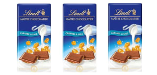 3 Tabletas de Chocolate con leche y caramelo salado Lindt 100 g. por 5.98€