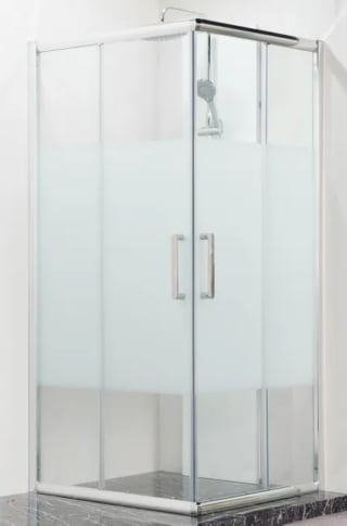 Mampara corredera Quad serigrafiada perfil cromado por 219€