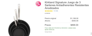 Juego de 3 sartenes Kirkland Signature por $899
