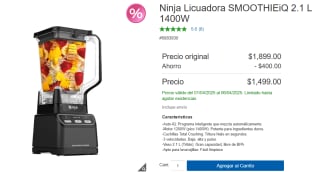 Ninja Licuadora SMOOTHIEiQ 2.1 L 1400W por $1,499 | Descuento Costco
