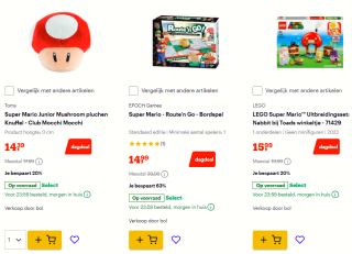 Tot 65% korting op heel veel Super Mario speelgoed, incl. Lego bij Bol.com