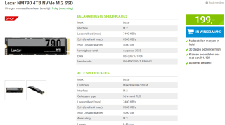 Lexar NM790 4 TB SSD voor €199 bij Megekko
