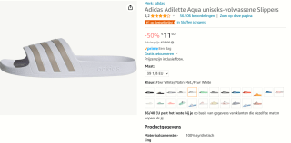 adidas Sportswear adilette Aqua Badslippers - wit - voor €11,50 bij Amazon