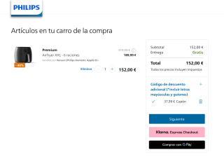 Philips premium Airfryer XXL 7.3l HD9650/90 por solo 152€