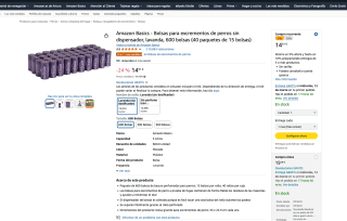 Amazon Basic Bolsas para excrementos de perros lavanda 600 bolsas 40 paquetes de 15 bolsas por solo 14,91€