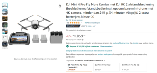 DJI mini pro 4 Fly More Combo voor €889,92 bij Amazon DE