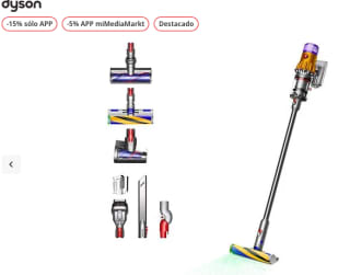 Aspirador escoba Dyson v12 Detect Slim Absolute Potencia succión 150 AW Inteligente y Ligero 60 min Pantalla LCD Tecnología Láser por solo 399€