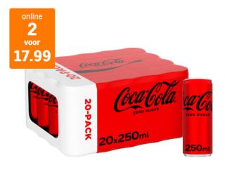 Coca cola zero en Coca Cola Regular 2x20-pack voor €17,99 bij de AH